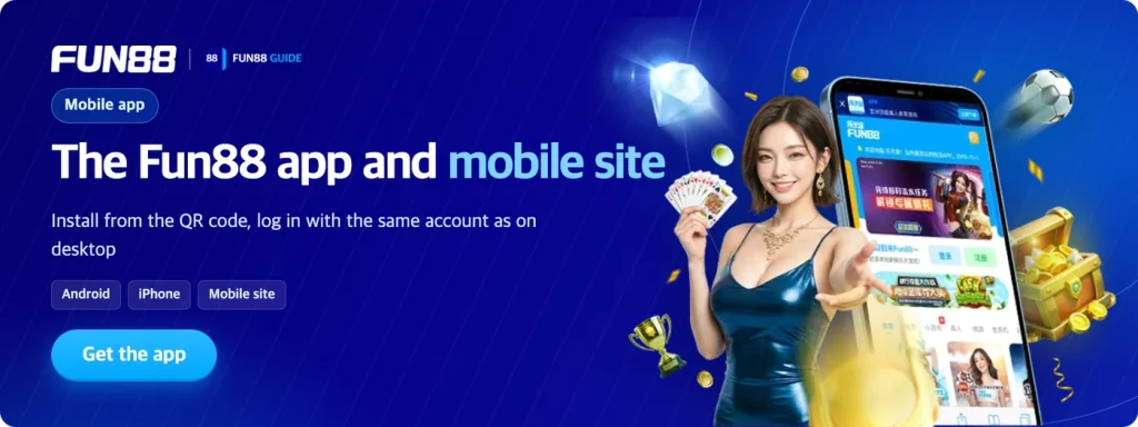 The Fun88 app and mobile site: QR install, same account