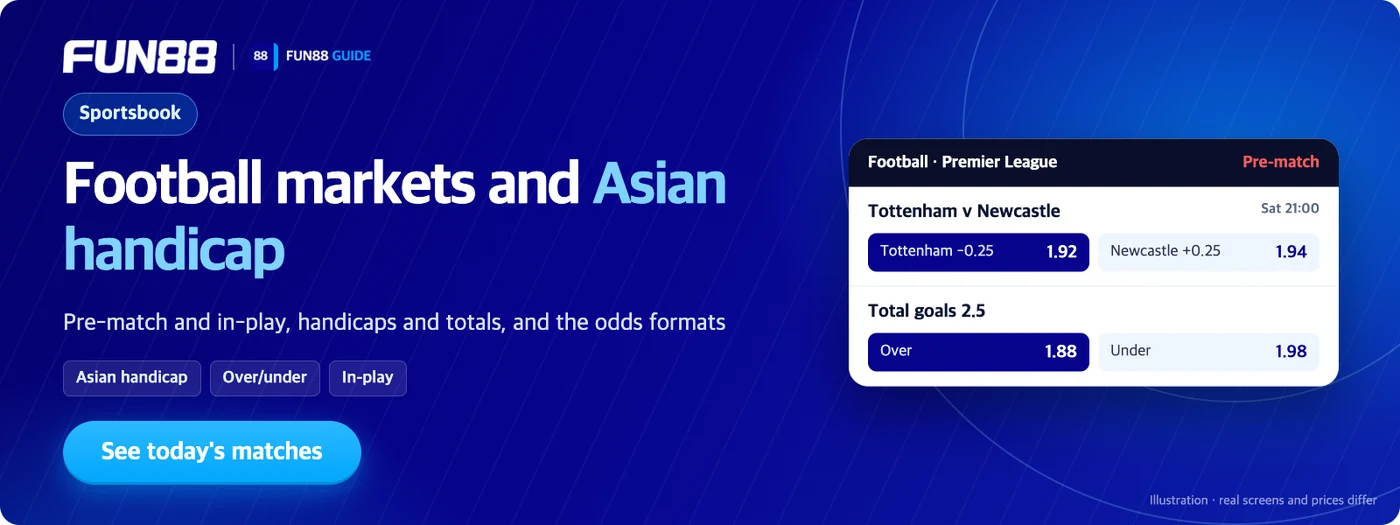 The Fun88 sportsbook: football markets and Asian handicap