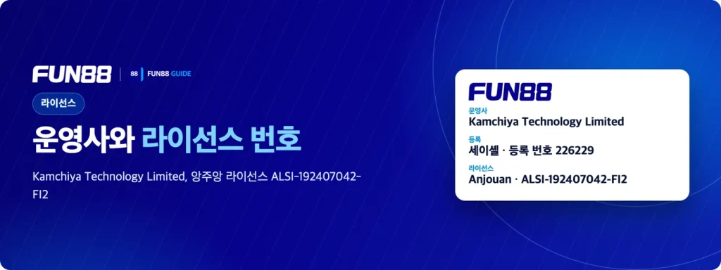 Fun88 운영사 Kamchiya Technology Limited와 Anjouan 라이선스 ALSI-192407042-FI2