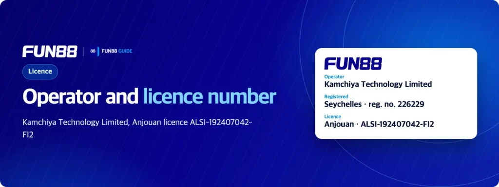 Fun88 operator Kamchiya Technology Limited and Anjouan licence ALSI-192407042-FI2